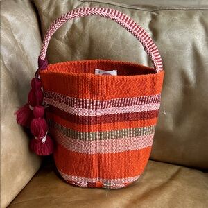 Vibrant Striped Tote Bag with Tassels